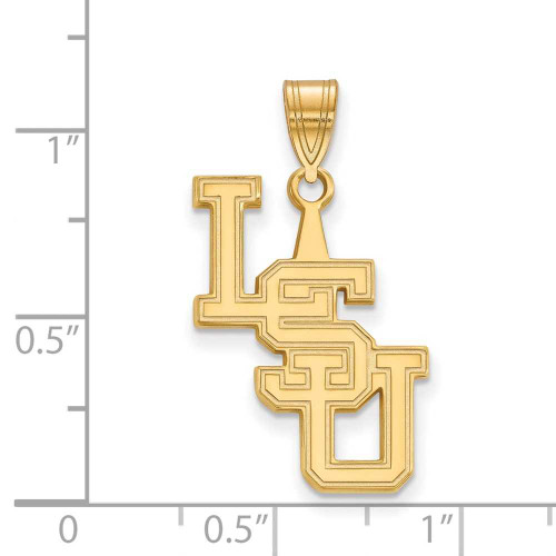 Image of 10K Yellow Gold Louisiana State University Large Pendant by LogoArt (1Y080LSU)
