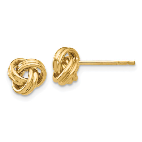 7mm 10k Yellow Gold Love Knot Stud Post Earrings