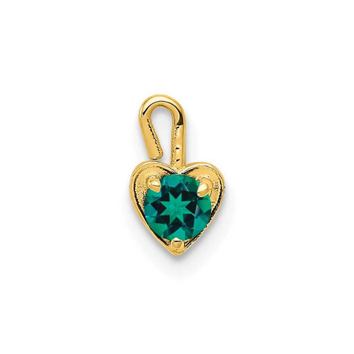 Image of 10k Yellow Gold May Simulated Birthstone Heart Charm