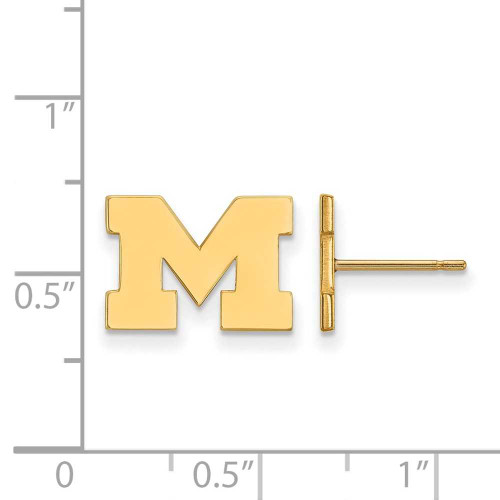 Image of 10K Yellow Gold Michigan (University Of) X-Small Post Earrings by LogoArt
