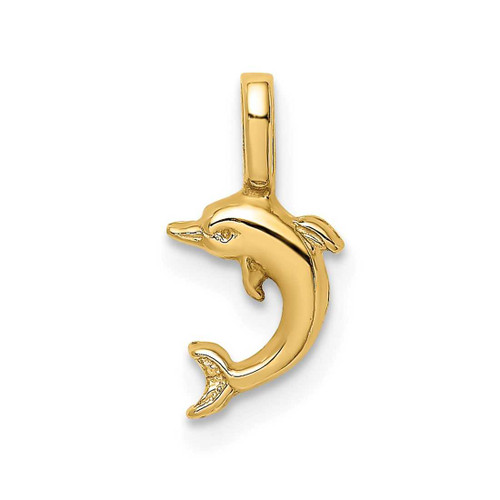 Image of 10K Yellow Gold Mini Jumping Dolphin w/ Fixed Bail Pendant