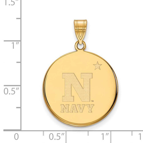 Image of 10K Yellow Gold Navy Large Disc Pendant by LogoArt