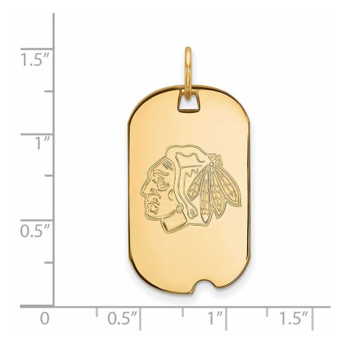 Image of 10K Yellow Gold NHL Chicago Blackhawks Small Dog Tag by LogoArt