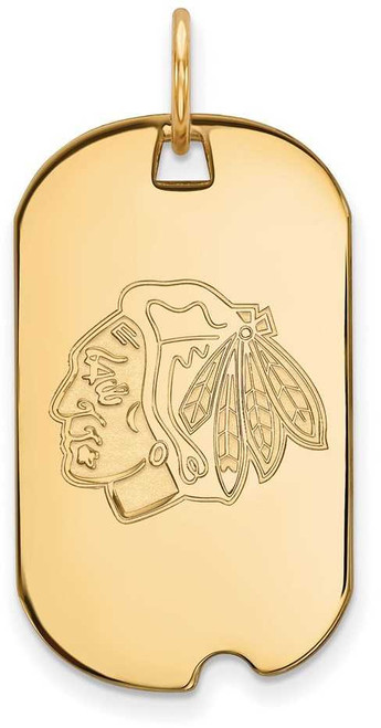 Image of 10K Yellow Gold NHL Chicago Blackhawks Small Dog Tag by LogoArt