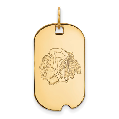 Image of 10K Yellow Gold NHL Chicago Blackhawks Small Dog Tag by LogoArt