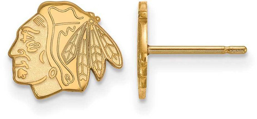 Image of 10K Yellow Gold NHL Chicago Blackhawks X-Small Post Earrings by LogoArt