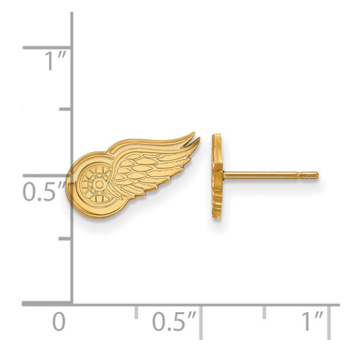 10K Yellow Gold NHL Detroit Red Wings X-Small Post Earrings by LogoArt