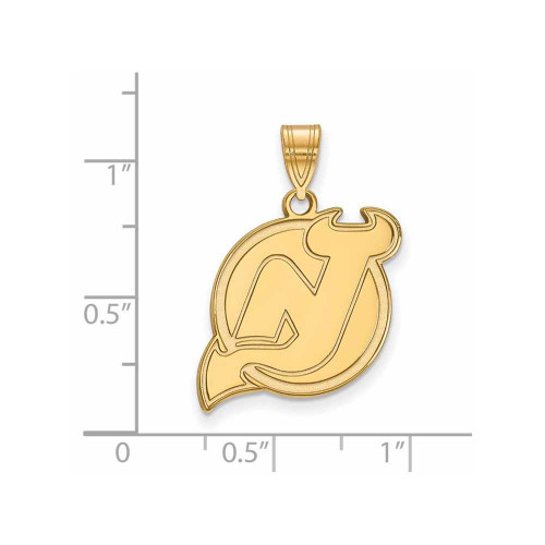 Image of 10K Yellow Gold NHL New Jersey Devils Large Pendant by LogoArt