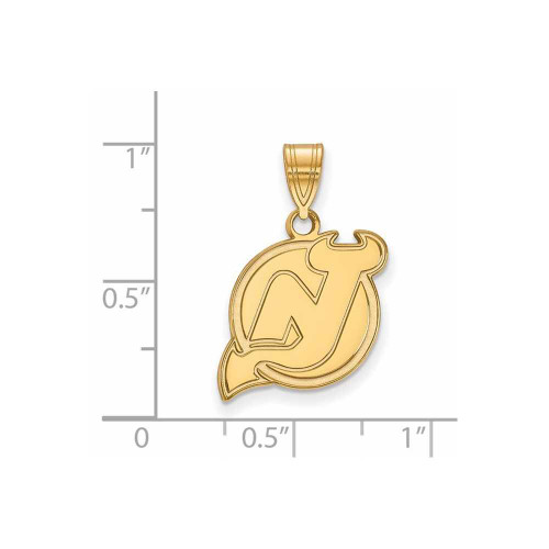 Image of 10K Yellow Gold NHL New Jersey Devils Medium Pendant by LogoArt