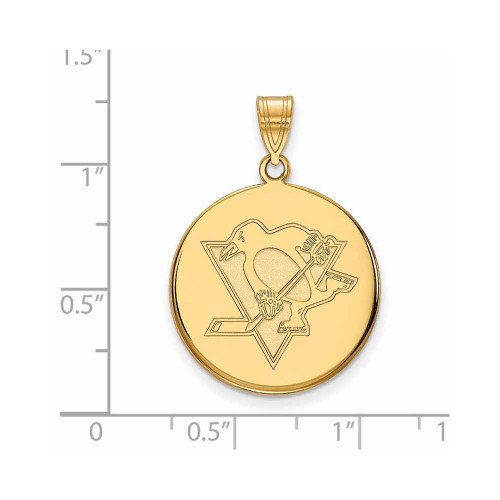 Image of 10K Yellow Gold NHL Pittsburgh Penguins Large Disc Pendant by LogoArt