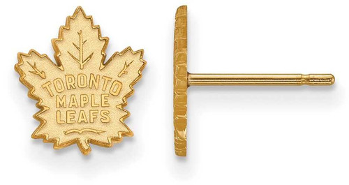 Image of 10K Yellow Gold NHL Toronto Maple Leafs X-Small Post Earrings by LogoArt