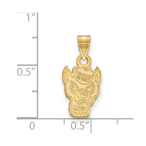 10K Yellow Gold North Carolina State University Small Pendant LogoArt (1Y044NCS)