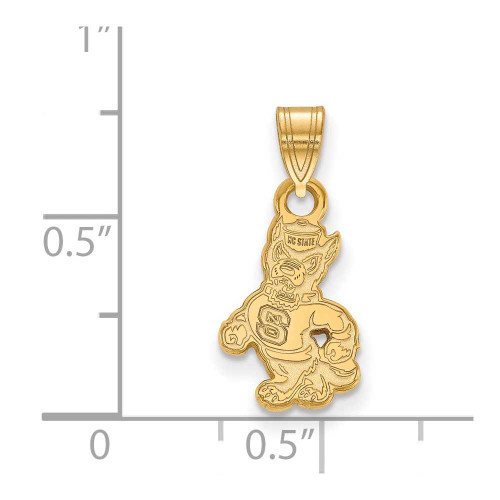 Image of 10K Yellow Gold North Carolina State University Small Pendant LogoArt (1Y060NCS)