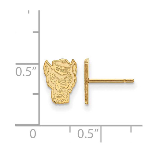 Image of 10K Yellow Gold North Carolina State University XSmall Earrings LogoArt 1Y050NCS