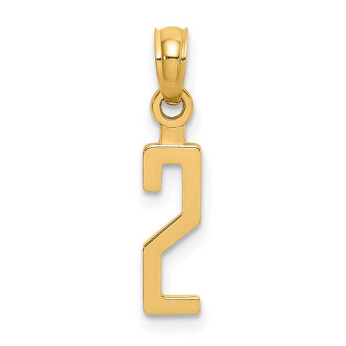 Image of 10k Yellow Gold Number 2 Block Pendant