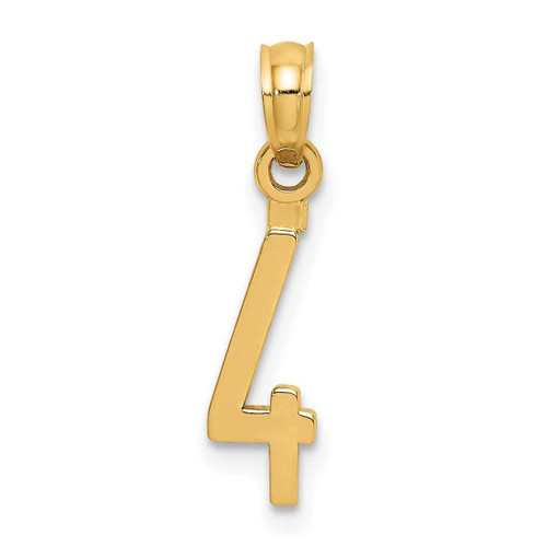 Image of 10k Yellow Gold Number 4 Block Pendant