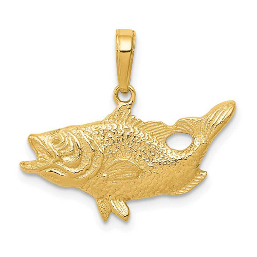 Image of 10K Yellow Gold Open Mouthed Bass Fish Pendant