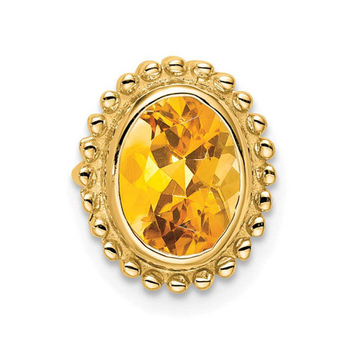 Image of 10K Yellow Gold Oval Citrine Chain Slide Pendant