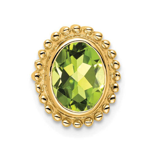 Image of 10K Yellow Gold Oval Peridot Chain Slide Pendant