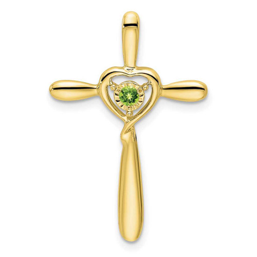Image of 10k Yellow Gold Peridot Cross w/ Heart Slide Pendant