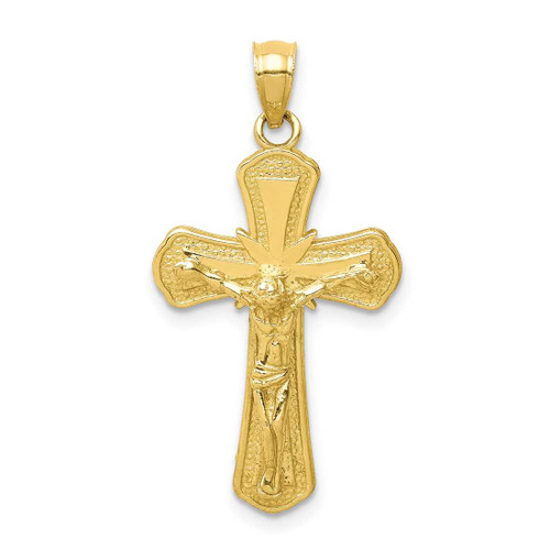 Image of 10k Yellow Gold Polished & Textured Crucifix Pendant