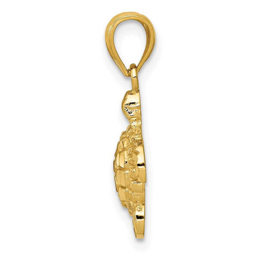 Image of 10K Yellow Gold Polished & Textured Small Diamond-cut Turtle Pendant