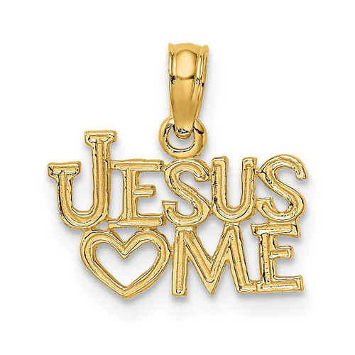 Image of 10K Yellow Gold Polished / Engraved JESUS HEART ME Pendant