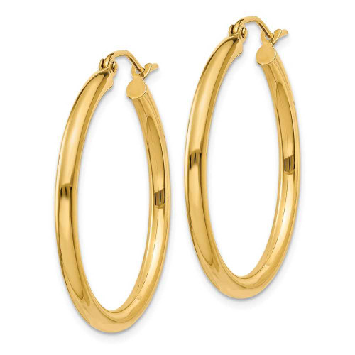 Image of 25mm 10k Yellow Gold Polished 2.5mm Tube Hoop Earrings 10T933