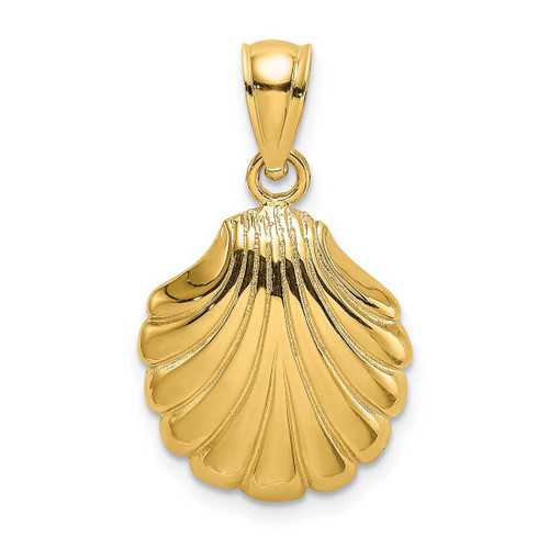 Image of 10K Yellow Gold Polished 2-D Scallop Shell Pendant