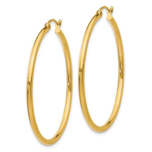 Image of 37mm 10k Yellow Gold Polished 2mm Tube Hoop Earrings 10T919