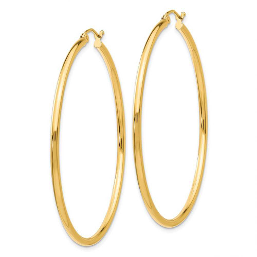 Image of 49mm 10k Yellow Gold Polished 2mm Tube Hoop Earrings 10T921
