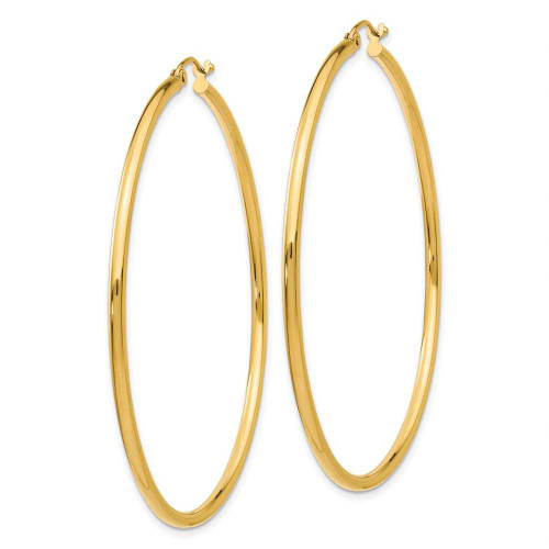 Image of 50mm 10k Yellow Gold Polished 2mm Tube Hoop Earrings 10T922