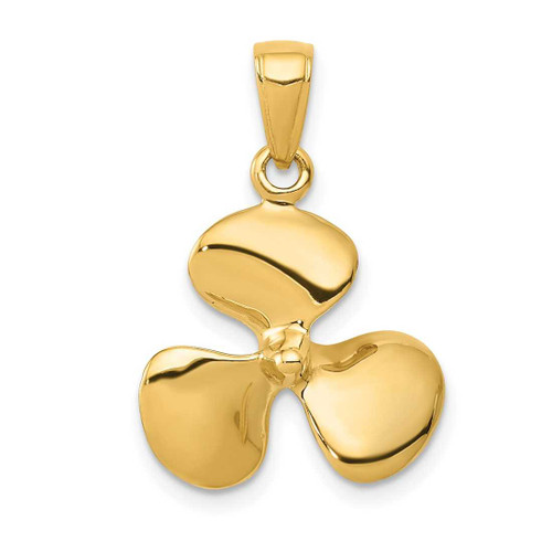 Image of 10k Yellow Gold Polished 3-Dimensional Propeller Pendant