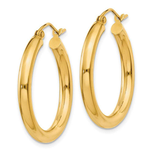 Image of 20mm 10k Yellow Gold Polished 3mm Tube Hoop Earrings 10T937