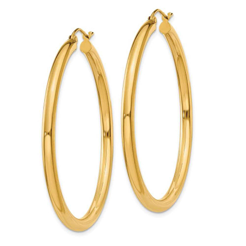 Image of 40mm 10k Yellow Gold Polished 3mm Tube Hoop Earrings 10T942