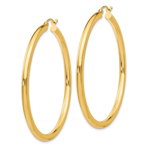 Image of 45mm 10k Yellow Gold Polished 3mm Tube Hoop Earrings 10T943