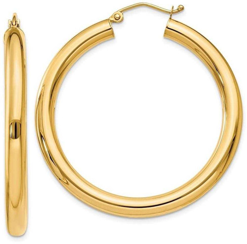 Image of 32mm 10k Yellow Gold Polished 4mm Tube Hoop Earrings 10T947