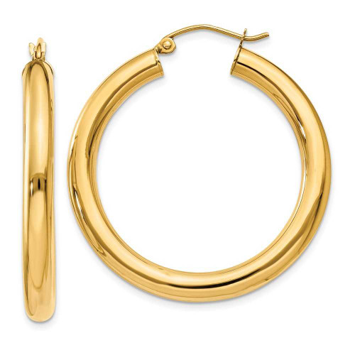 Image of 28mm 10k Yellow Gold Polished 4mm Tube Hoop Earrings 10T948