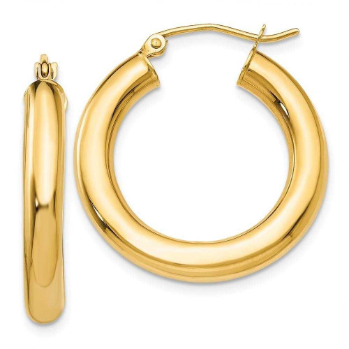 Image of 17mm 10k Yellow Gold Polished 4mm Tube Hoop Earrings 10T950