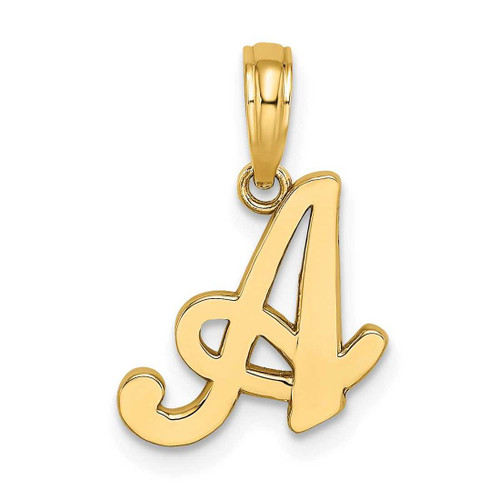 Image of 10k Yellow Gold Polished A Script Initial Pendant