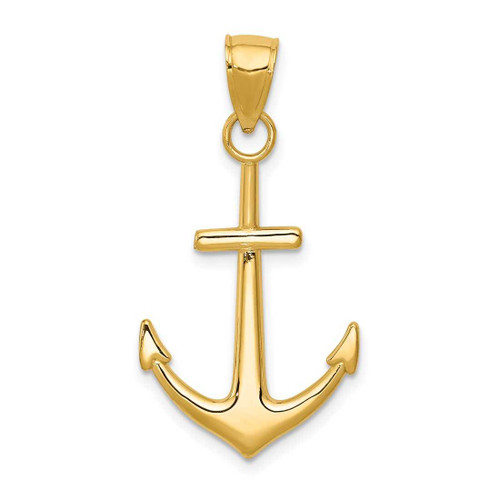 Image of 10k Yellow Gold Polished Anchor Pendant