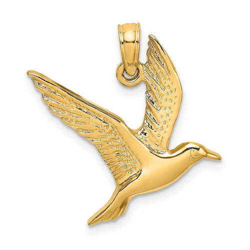 Image of 10K Yellow Gold Polished and 2-D Seagull Flying Pendant
