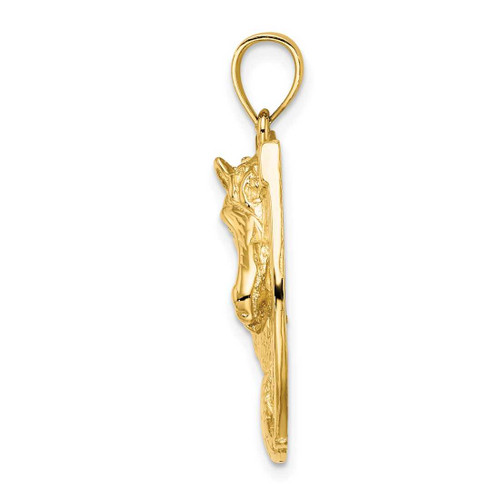 Image of 10K Yellow Gold Polished and Engraved Horse Head In Shoe Pendant