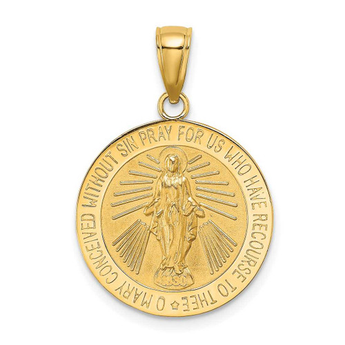 Image of 10K Yellow Gold Polished and Satin Miraculous Medal Pendant