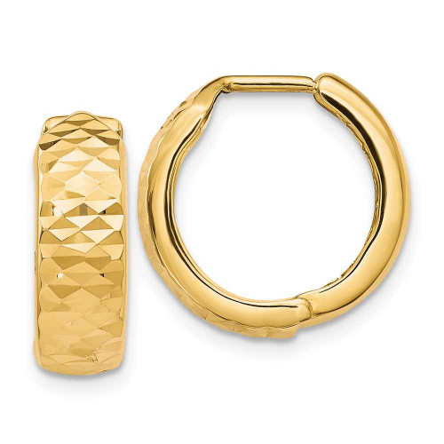 Image of 16mm 10k Yellow Gold Polished and Shiny-Cut Hinged Hoop Earrings