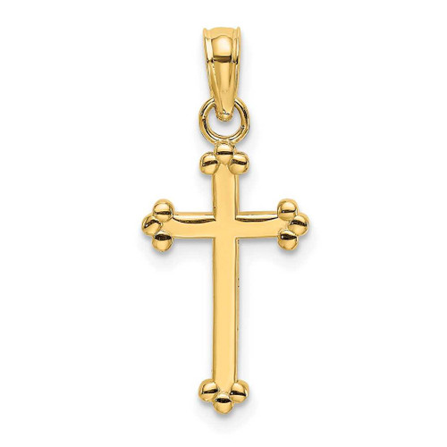 Image of 10K Yellow Gold Polished Beaded Cross Pendant