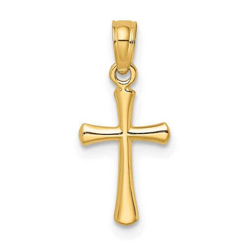 Image of 10K Yellow Gold Polished Beveled Cross w/ Round tips Pendant