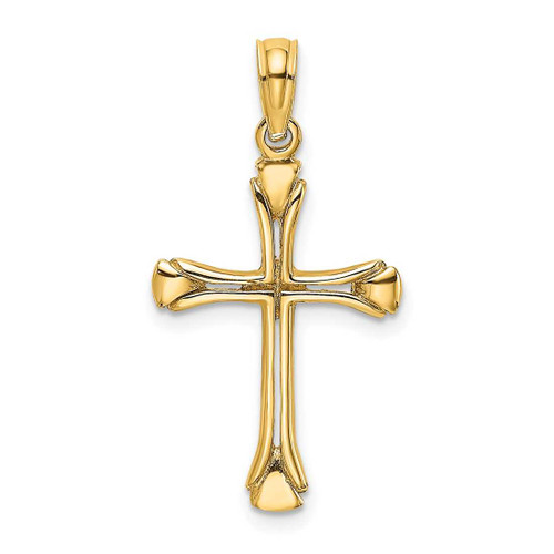 Image of 10K Yellow Gold Polished Beveled Cut-out Cross Pendant
