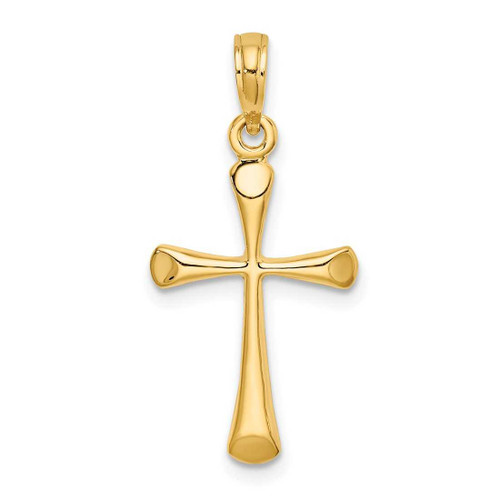 Image of 10K Yellow Gold Polished Beveled Tip Cross Pendant