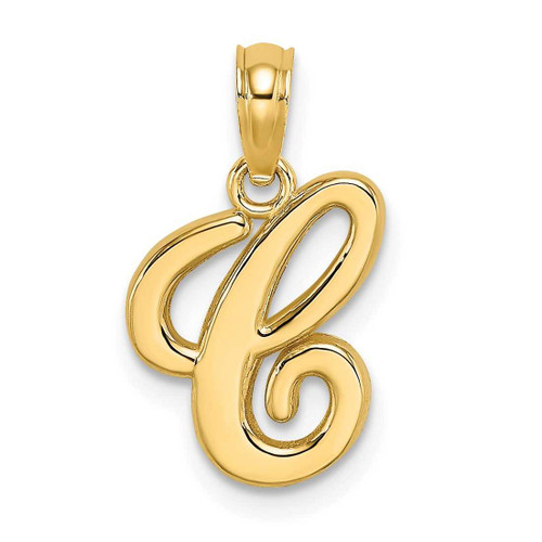 Image of 10k Yellow Gold Polished C Script Initial Pendant